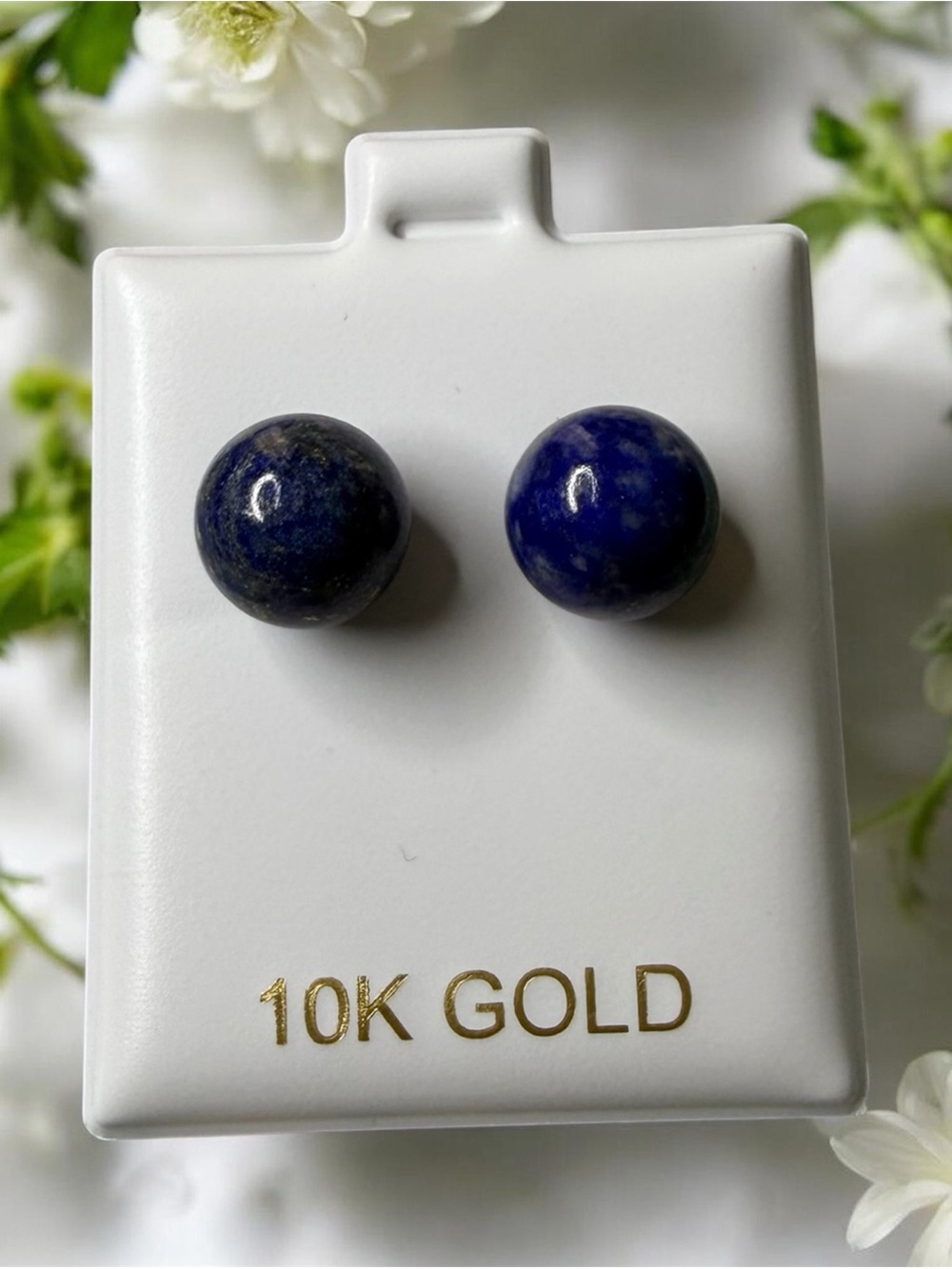 10k Gold Blue Lapis Gemstone earrings